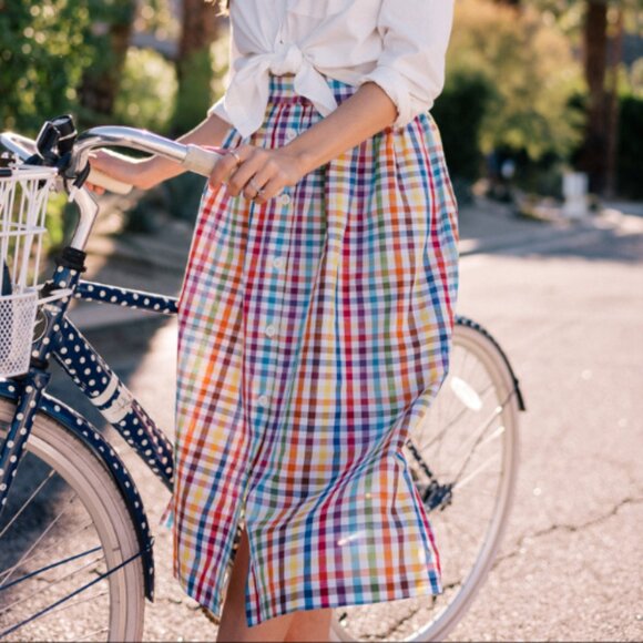 MDS Stripes Dresses & Skirts - NWT MDS Stripes Rainbow Gingham Skirt Size 2